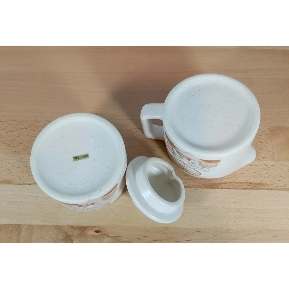 Vintage House Of Lloyd Cream And Lidded Sugar Bowl Set Baking Theme 1989 Japan